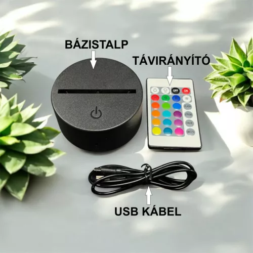 3D hatású szülinapi egyedi LED lámpa névvel – távirányítóval kérhető