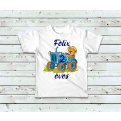 Traktoros macis szülinapi baba póló egyedi névvel