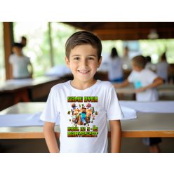 Minecraft stílusú suliindító fiú póló