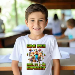 Minecraft stílusú suliindító fiú póló