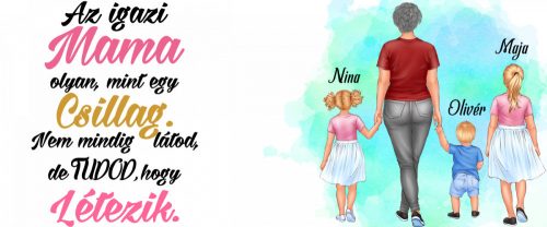 Egyedi Mama-Unokái bögre Kislány-Babafiú-Lány