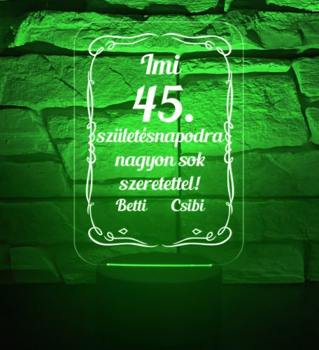 Születésnapra 7 színű 3D LED lámpa névvel