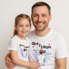 Apa–lánya páros póló – személyre szabható haj- és bőrszínnel