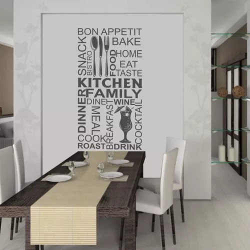 Kitchen falmatrica – Angol feliratokkal díszített konyhai dekoráció (2.változat)