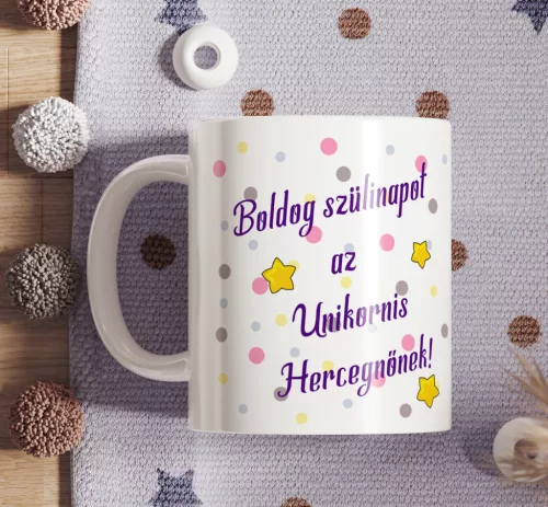 Szülinapi unikornisos bögre névvel – Egyedi ajándék kislányoknak