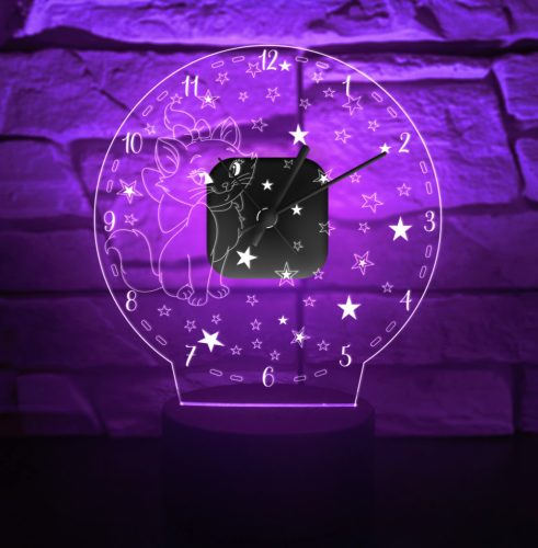 Cicás 3D hatású órás Led lámpa