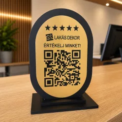 Google értékelő QR-kódos asztali tábla egyedi logóval