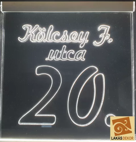 Utca név, házszám LED tábla (Kontúr gravírozva)