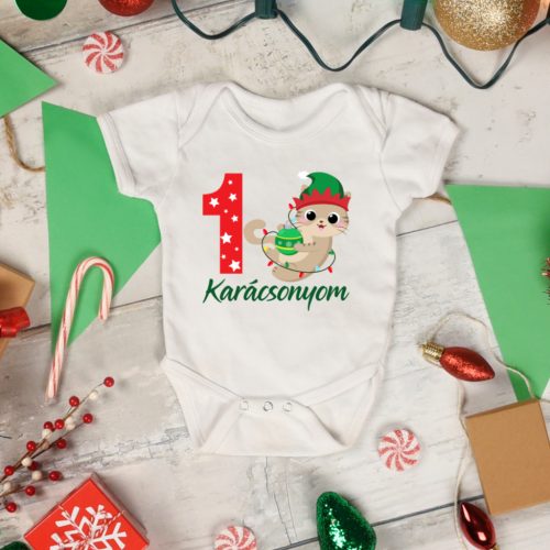 Első karácsonyom cicás baba body