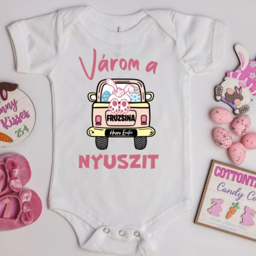 Várom a nyuszit húsvéti baba body (Lányos)