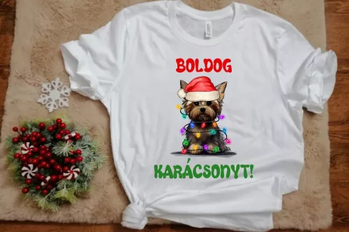 Boldog Karácsonyt kutyás női póló