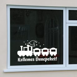   Karácsonyi ablakmatrica – Ünnepi vonat „Kellemes Ünnepeket” felirattal