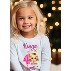   Személyre szabható unisex fazonú hosszú ujjú szülinapi póló lányoknak