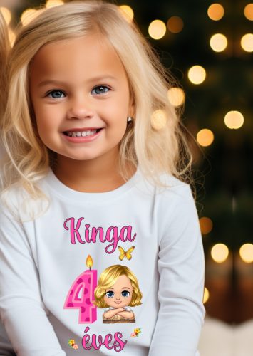 Személyre szabható unisex fazonú hosszú ujjú szülinapi póló lányoknak