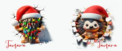 3D hatású falból kukucskáló sünis bögre névvel – Cuki karácsonyi meglepetés