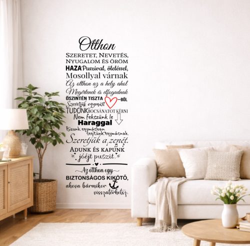 Otthon – Szeretet és Biztonság - Inspiráló Szöveges Falmatrica