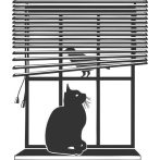 Macska ül az ablakban falmatrica