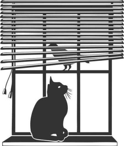 Macska ül az ablakban falmatrica