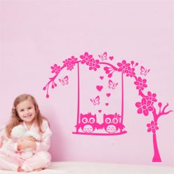 Baglyok cseresznyefán gyerekszoba falmatrica