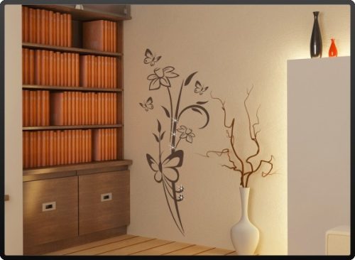 Virág és pillangó falmatrica – Romantikus és természetes faldekoráció