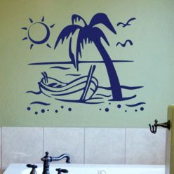 Pálma csónakkal falmatrica
