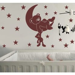Maci holdon gyerekszoba falmatrica