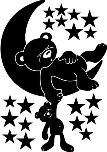 Maci holdon gyerekszoba falmatrica