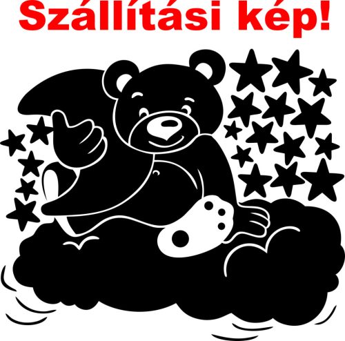 Macika felhőn csillagokkal falmatrica