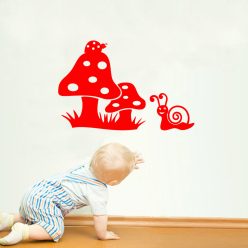 Gomba csigával, katicával gyerekszoba falmatrica