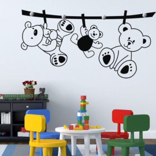 Macik fogason gyerekszoba falmatrica