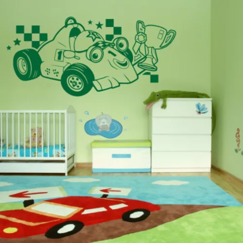 Versenyautó gyerekszoba falmatrica