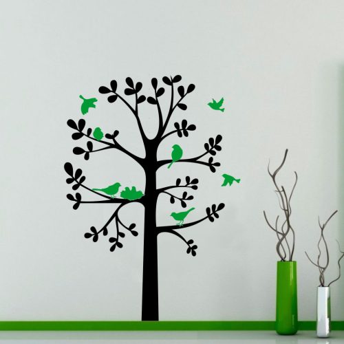 Fa madarakkal gyerekszoba falmatrica