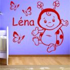 Katicalány pillangókkal gyerekszoba falmatrica