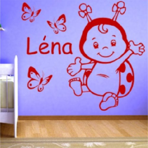 Katicalány pillangókkal gyerekszoba falmatrica