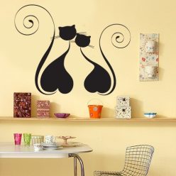   Cica-Szerelem – Modern Sziluett Falmatrica Összebújó Cicákkal