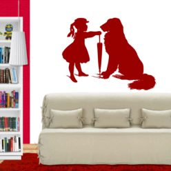 Kislány kutyával gyerekszoba falmatrica