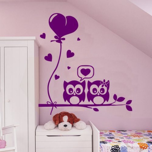 Fán ülő szerelmes baglyok gyerekszoba falmatrica