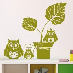 Baglyok virággal gyerekszoba falmatrica