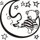 Maci holdon gyerekszoba falmatrica