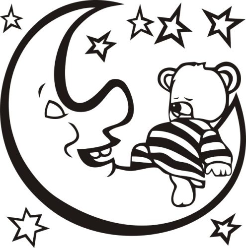 Maci holdon gyerekszoba falmatrica