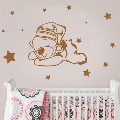 Maci csillagokkal gyerekszoba falmatrica