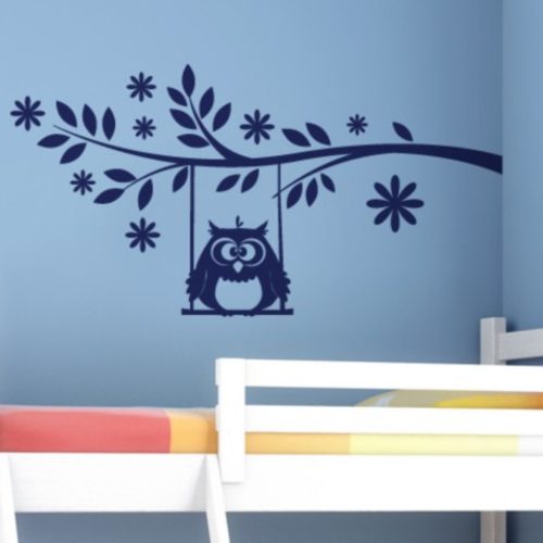 Bagoly faágon hintázik gyerekszoba falmatrica