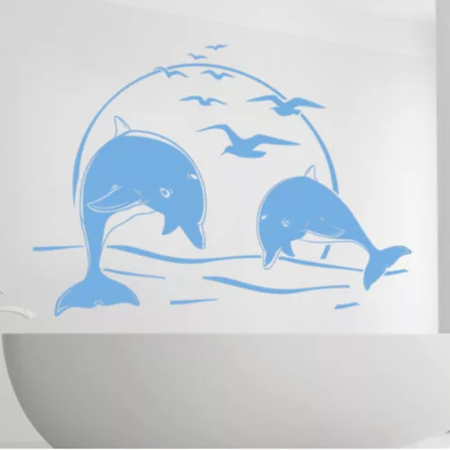 Delfinek naplementével, delfin falmatrica