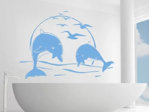 Delfinek naplementével, delfin falmatrica