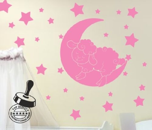 Barika holdon csillagokkal gyerekszoba falmatrica