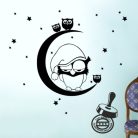 Bagoly és bagolykák holdon gyerekszoba falmatrica