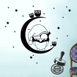 Bagoly és bagolykák holdon gyerekszoba falmatrica