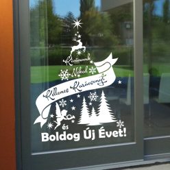   Karácsonyi ablakmatrica – „Kellemes Karácsonyt és Boldog Új Évet!” felirattal