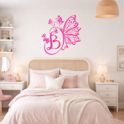 Monogramos Pillangóvilág – Egyedi Névre Szóló Falmatrica Gyerekszobába