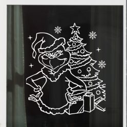   Karácsonyi ablakmatrica – Grincs karácsonyfával és ajándékokkal